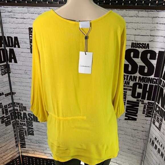 Junarose Yellow Sheer Side Tassel Tie Top - Picture 4 of 6